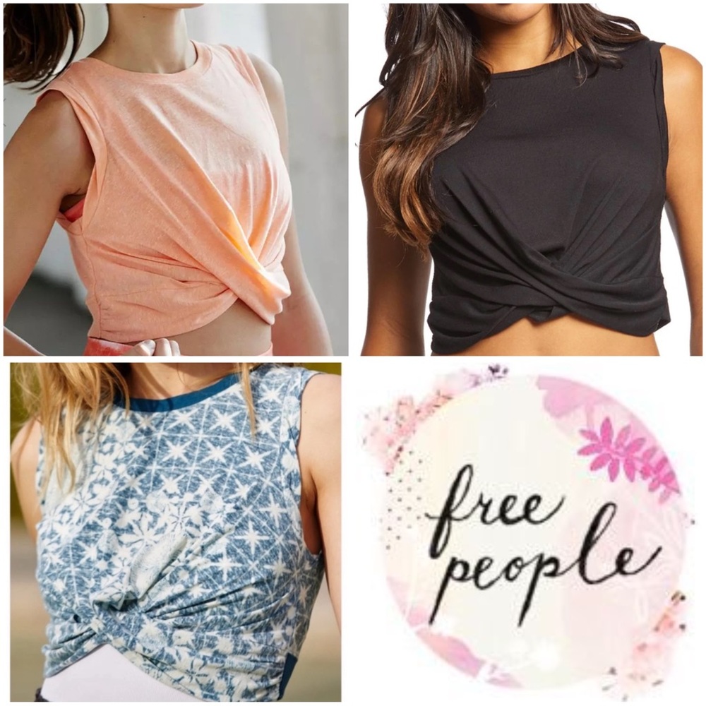 Free People LOT of 3 Undertow twist from yoga crop top tees